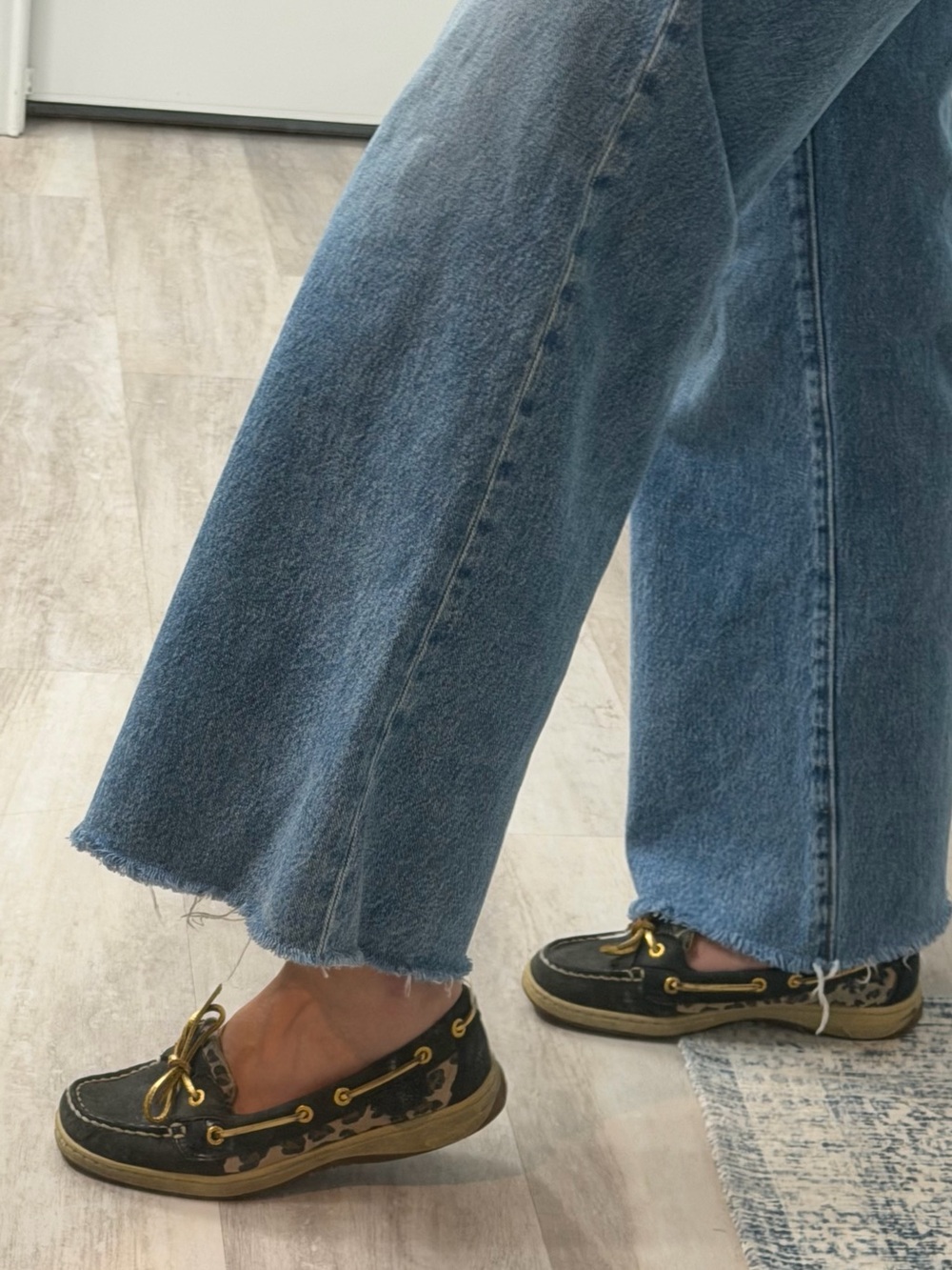 Sperry black, gold, and leopard Angelfish Boat Shoes
